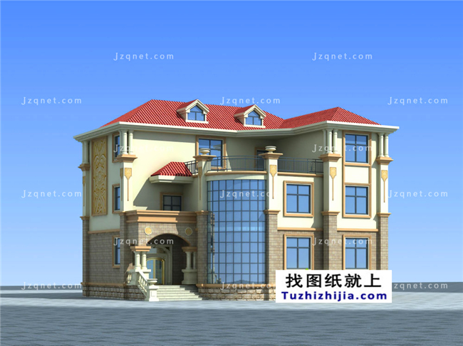 造價(jià)65萬(wàn)左右的三層歐式別墅房屋設(shè)計(jì)施工CAD圖紙及效果圖