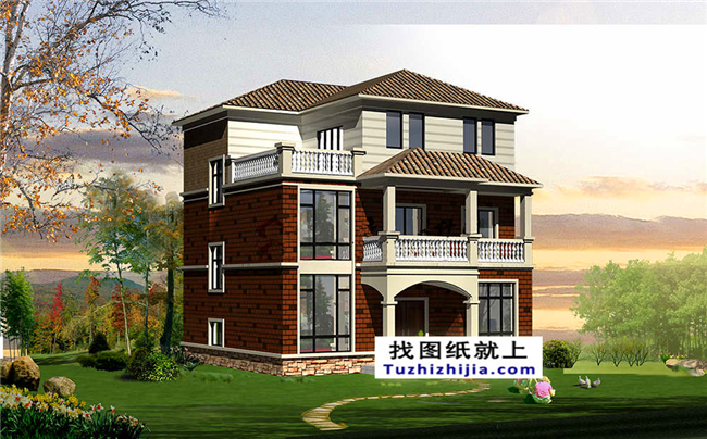 135平米的新農村自建三層房屋設計圖紙及效果圖