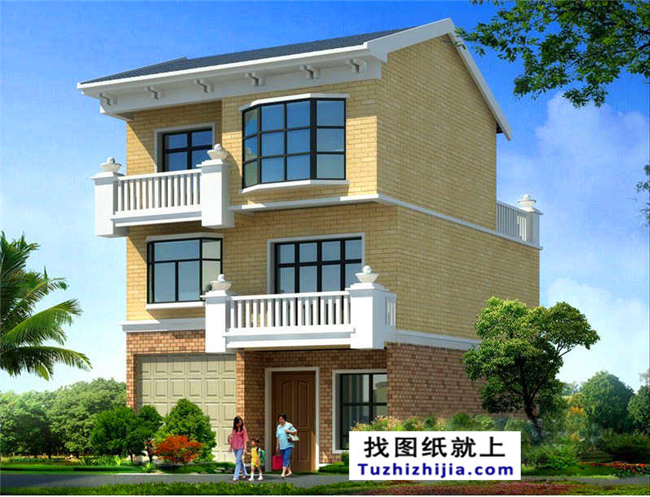 新農村自建80平方米小三層房屋建筑施工圖紙帶外觀圖