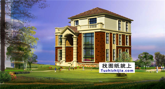 復式帶堂屋三層農村房屋設計圖紙帶效果圖