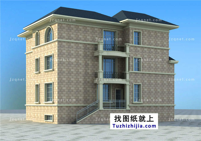 大戶型歐式三層別墅建筑圖紙，全套設計圖+效果圖