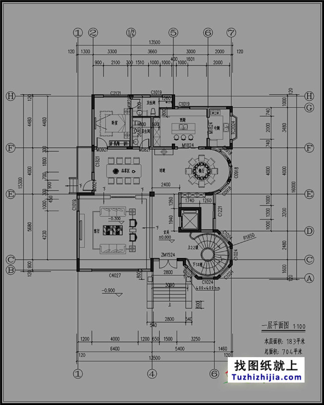 大戶型歐式三層別墅建筑圖紙，全套設計圖+效果圖