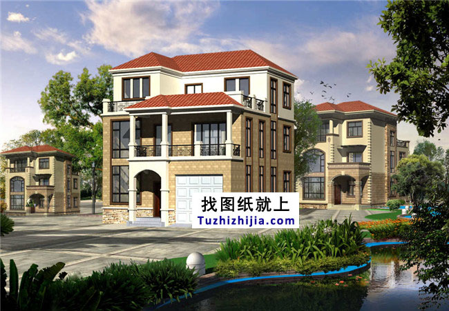 160平方米帶車(chē)庫(kù)農(nóng)村三層房屋設(shè)計(jì)圖紙