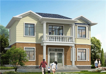 二層簡單一點的別墅圖紙帶效果圖，適合農村自建使用