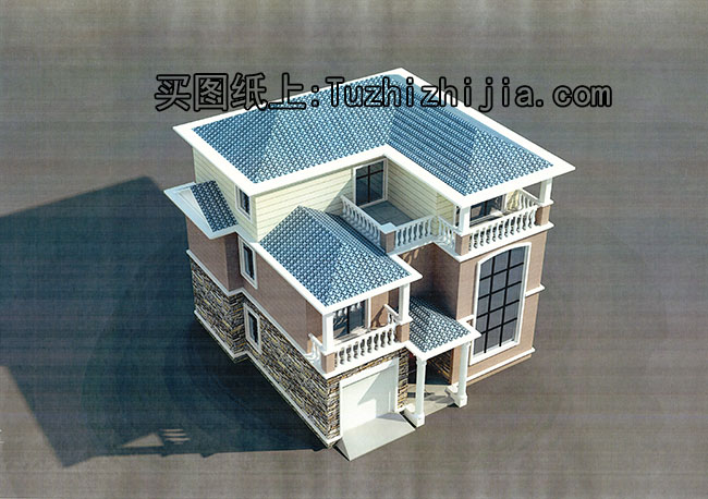 復式三層帶車庫簡歐小別墅設計圖，農村三層房屋設計圖