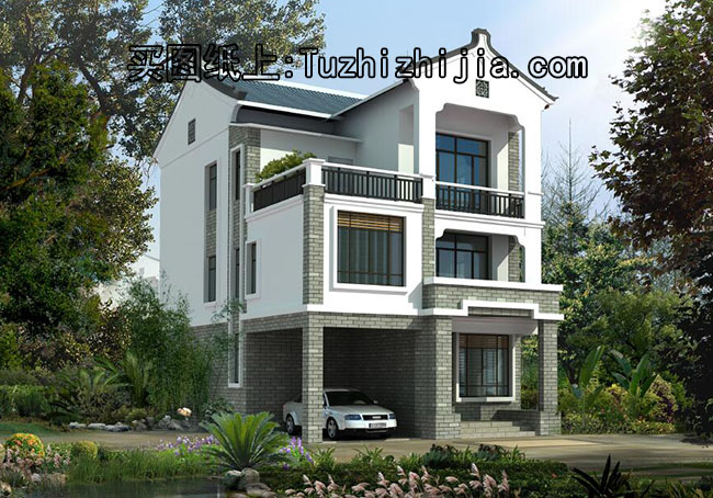 徽派3層農村小別墅設計圖，廣東新農村住宅設計圖集