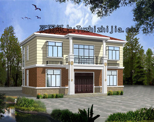 110平方米新農村二層別墅設計圖及效果圖,12.6x9.6米