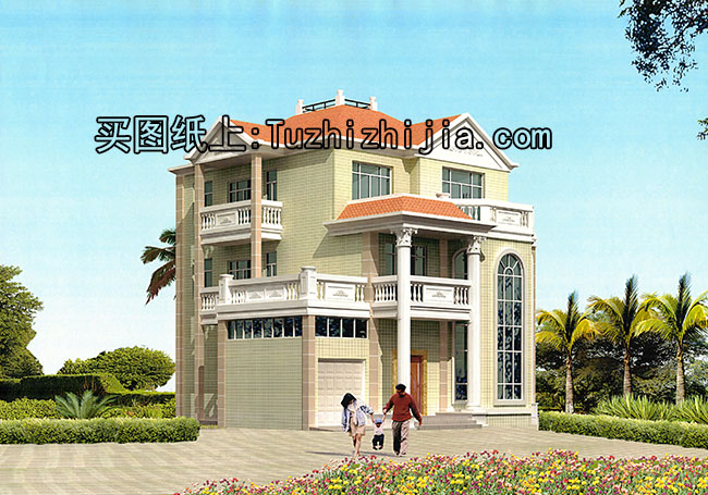 三層帶車庫農村別墅設計圖紙（含外觀效果圖）