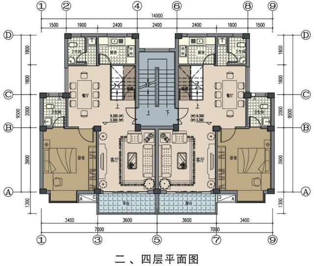 農村建房雙拼戶型，首層架空，內外雙梯，帶平面圖！