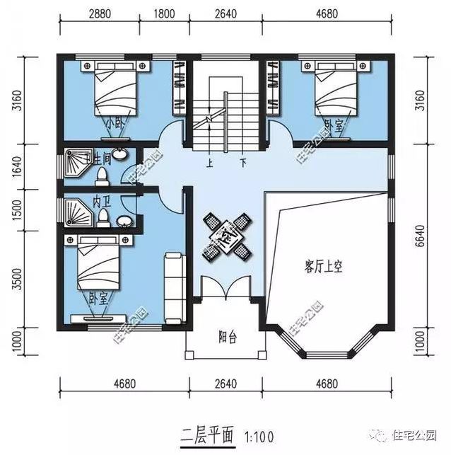 12X10.8米農村三層別墅，弧形采光窗、8個臥室！