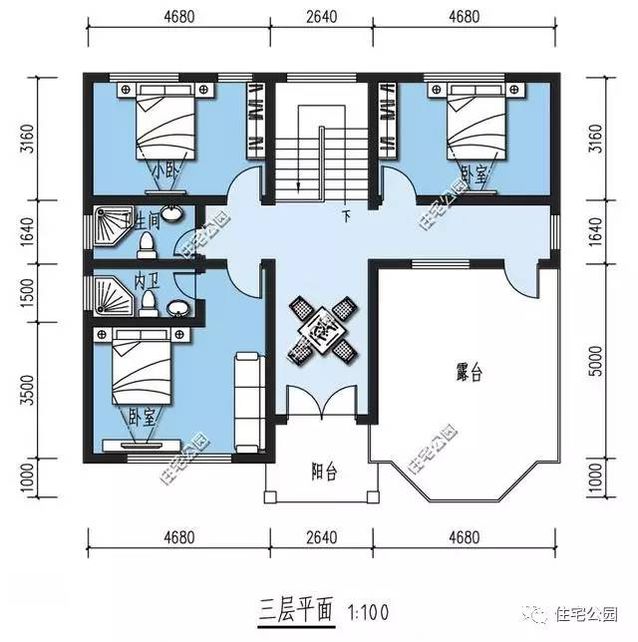 12X10.8米農村三層別墅，弧形采光窗、8個臥室！
