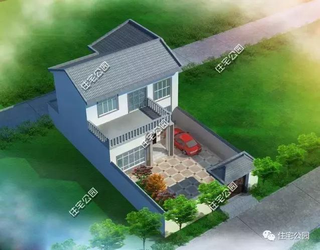 9.9X11.5米中式別墅設計，田園舒適、有車位有菜園