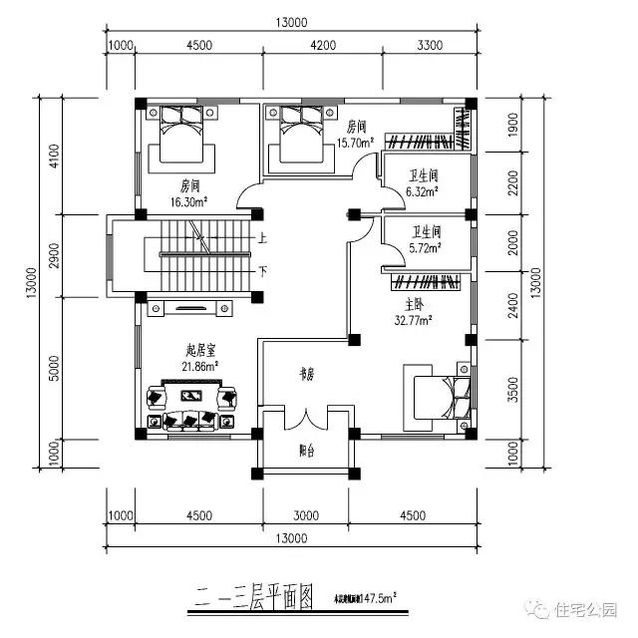 13X13米農村復古風格別墅，戶型方正、臥室多