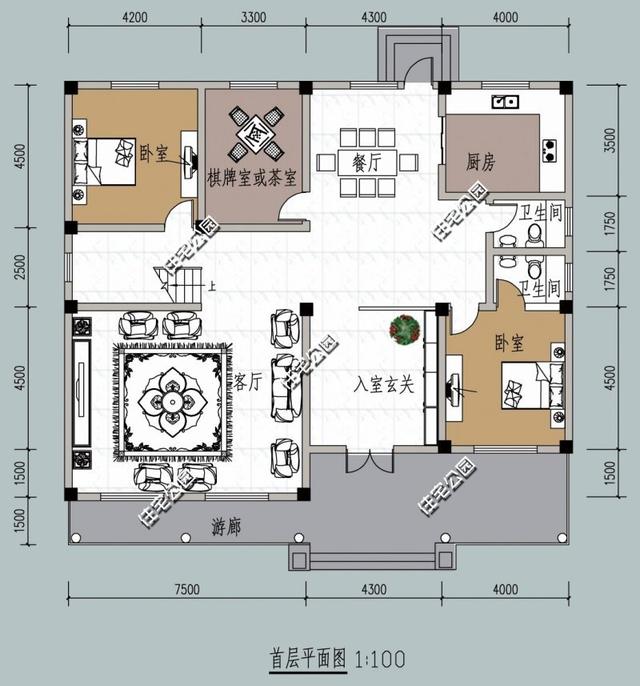 農村自建房15米面寬戶型2套，7個衛生間多么？
