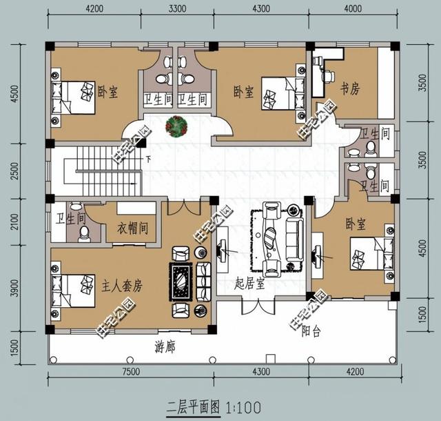 農村自建房15米面寬戶型2套，7個衛生間多么？