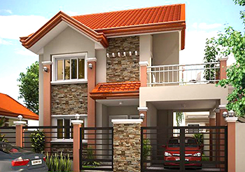 新農(nóng)村自建二層別墅設計圖，帶車庫，簡歐風格