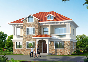 二層四間樓房設(shè)計(jì)圖及效果圖片大全，帶露臺(tái)，外觀時(shí)尚