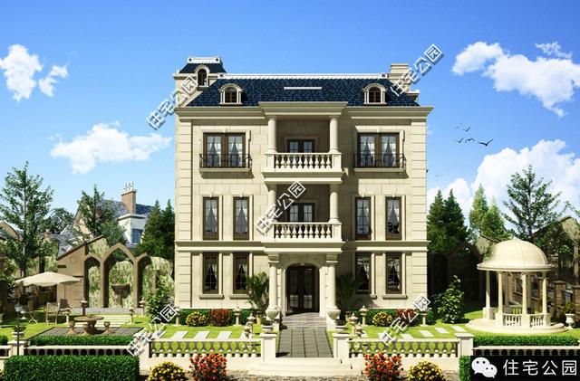 13X12米對稱式別墅，旋轉樓梯老虎窗、8臥室