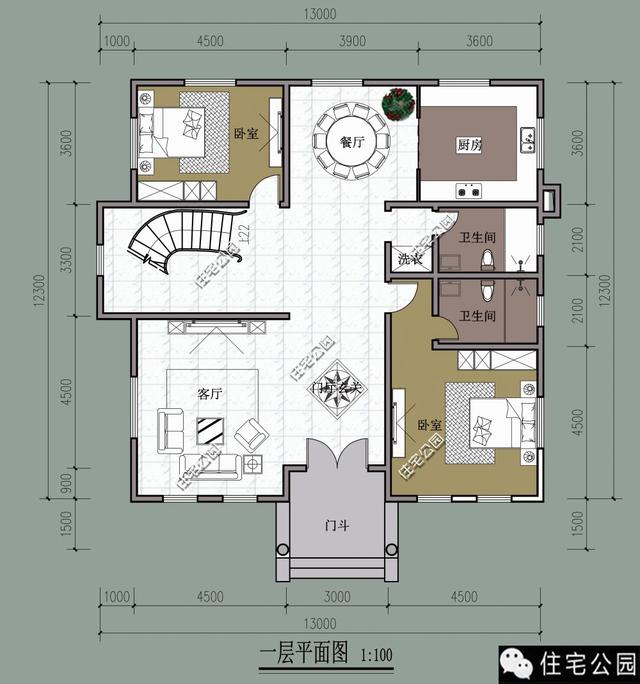 13X12米對稱式別墅，旋轉樓梯老虎窗、8臥室