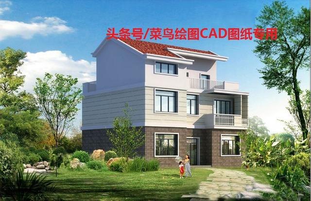 3層別墅CAD圖紙，占地面積120平米，建筑面積301方米