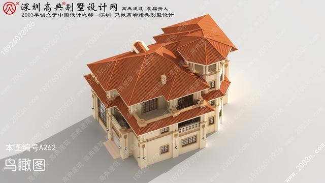 農村自建豪華三層歐式別墅效果圖，自帶觀景平臺+老虎窗