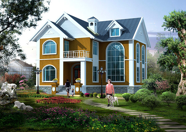 田園風格別墅設(shè)計圖及外觀圖片,樓中樓結(jié)構(gòu)