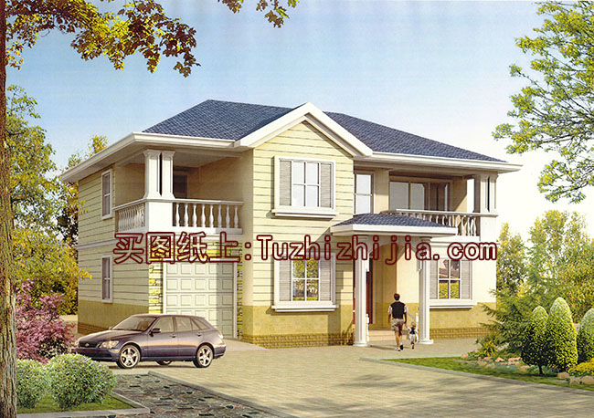 帶閣樓二層別墅設計圖，帶外觀效果圖片