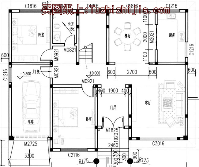 帶閣樓二層別墅設計圖，帶外觀效果圖片