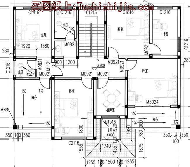 帶閣樓二層別墅設計圖，帶外觀效果圖片