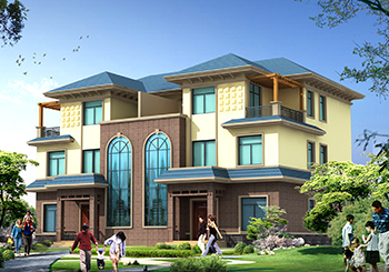 兄弟三層雙拼房屋設計圖，帶效果圖，戶型好