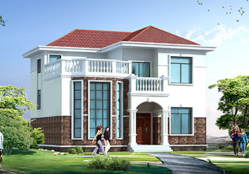 農(nóng)村二層小洋樓設(shè)計(jì)圖，帶外觀效果圖，外觀新穎，漂亮