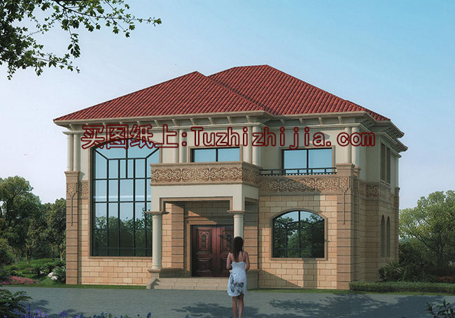 帶閣樓的二層半別墅設(shè)計(jì)圖和效果圖，外飾簡(jiǎn)單但不失奢華