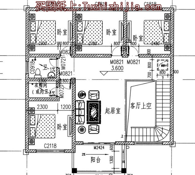 二層復式小洋樓設計圖，外觀精致，戶型合理