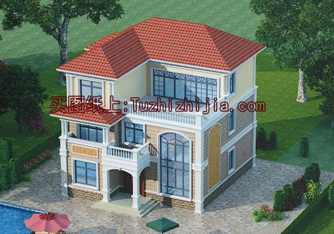 復式客廳挑空三層別墅設計圖，帶外觀效果圖片，推薦