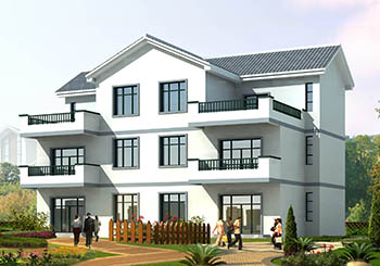 兄弟雙拼農(nóng)村三層自建房設(shè)計圖，帶外觀效果圖