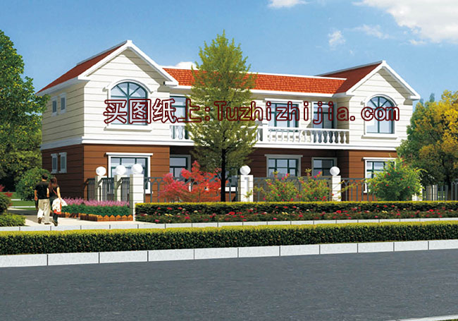 適合兄弟自建的二層雙拼別墅設計方案，帶效果圖