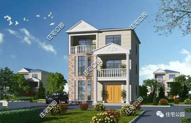 8.4X10.1米農村別墅戶型，弧形采光窗、5臥室