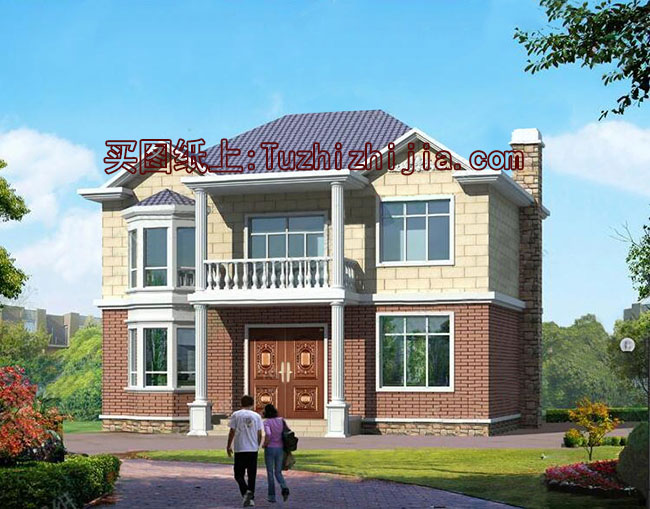 農村小戶型二層房屋別墅設計圖，帶外觀效果圖