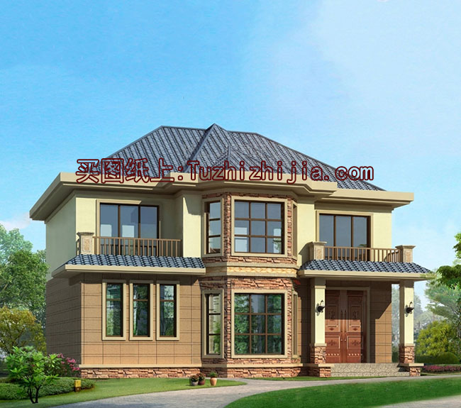 農村三間兩層樓房設計圖，帶外觀效果圖