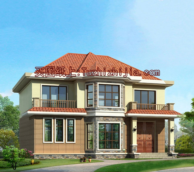 農村三間兩層樓房設計圖，帶外觀效果圖