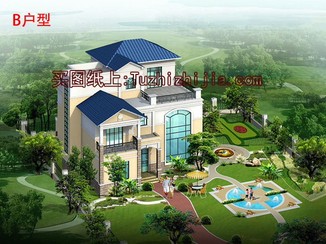 農村三層復式樓房住宅設計圖，私人別墅設計