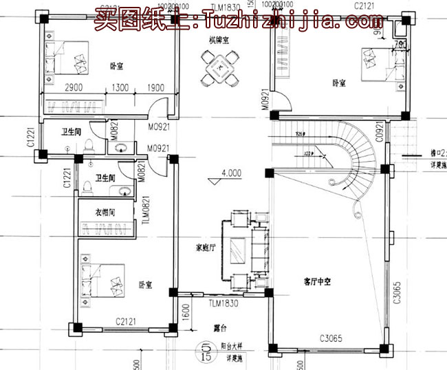 大平方大面積別墅設計方案圖,樓中樓客廳中空