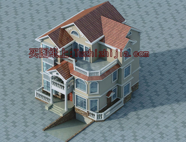 高端三層帶地下室別墅房屋設計圖方案及效果圖