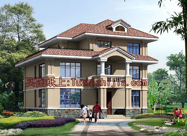 新農(nóng)村三層樓房住宅設(shè)計方案，戶型圖、效果圖、全套施工圖