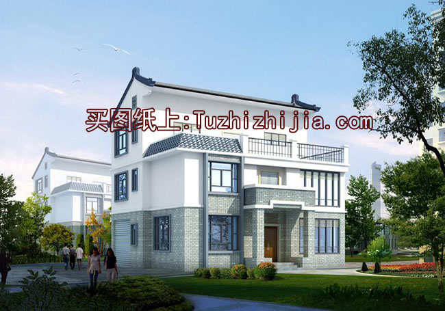 帶車庫徽派風(fēng)格三層別墅房屋設(shè)計(jì)圖,新農(nóng)村住宅設(shè)計(jì)推薦