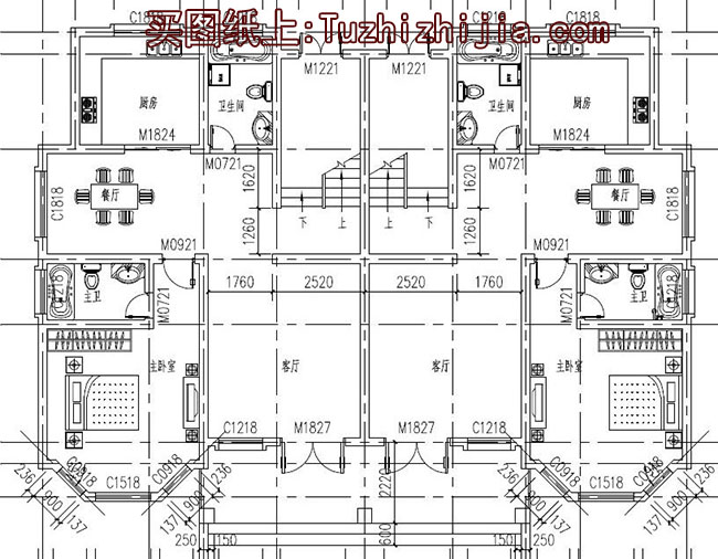 230平(單戶115平)雙拼別墅房屋設計圖及效果圖大全