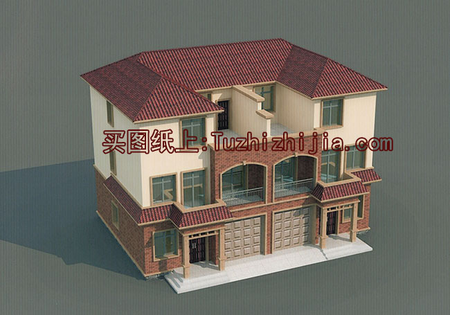 戶型經(jīng)典的 鄉(xiāng)村雙拼別墅房屋設(shè)計圖,帶外觀效果圖片