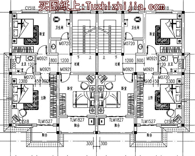 戶型經(jīng)典的 鄉(xiāng)村雙拼別墅房屋設(shè)計圖,帶外觀效果圖片