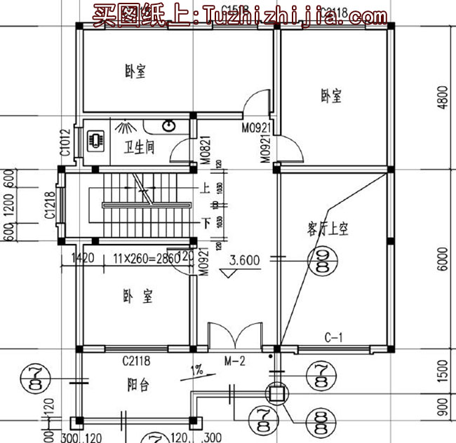 客廳中空三層復式別墅房屋設計圖,帶外觀效果圖