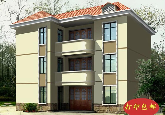 120平三層三間別墅房屋設計圖，外觀簡單、大氣